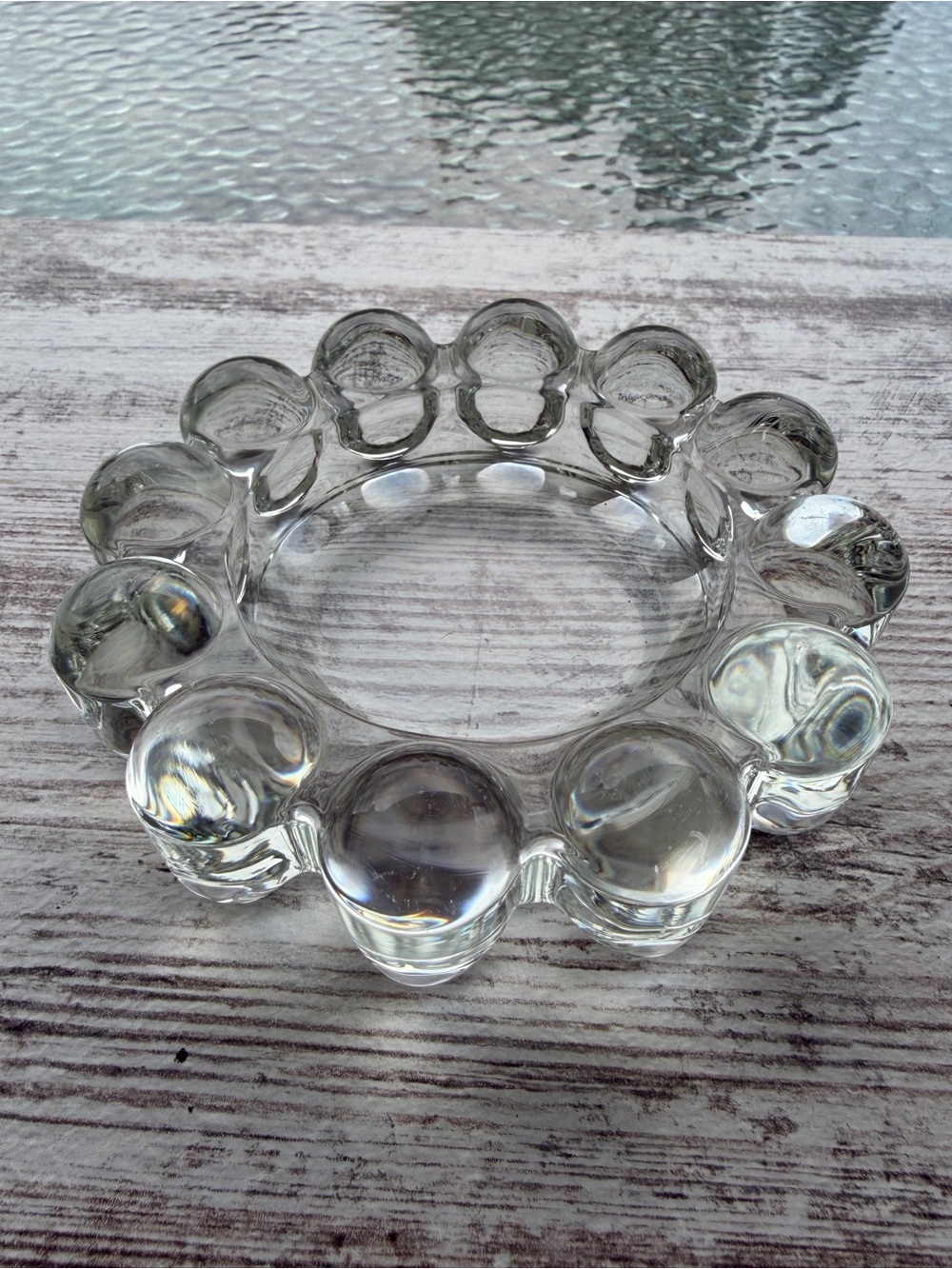 Vintage MCM Clear Boopie Bubble Glass Ashtray Dish Retro